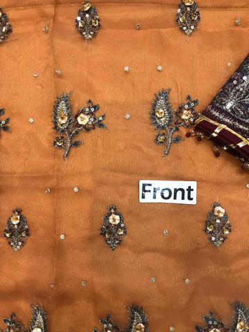 Baroque khadi Net 3PC ((Orange)