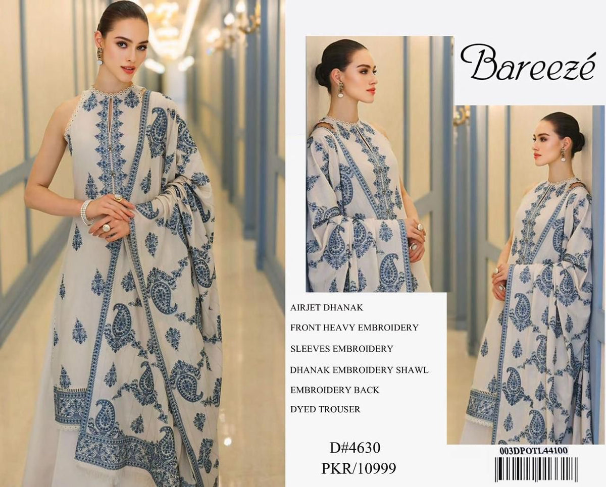 Bareeze Emb 3pc (White)