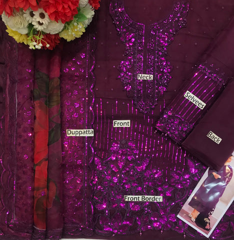 Baroque Organza 3PC (purple)