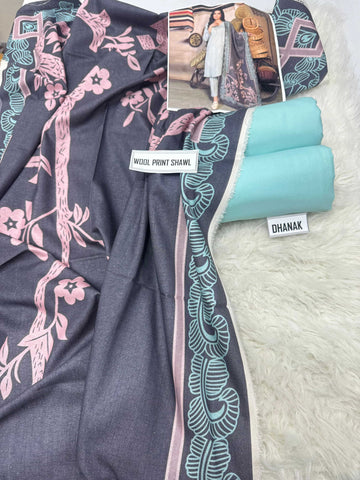 Maria B Solid with Printed shawl