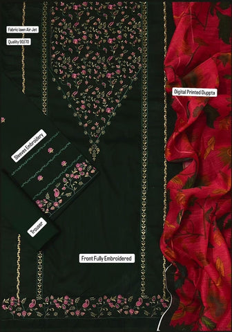 Zara Shahjhan Emb Lawn 3Pc