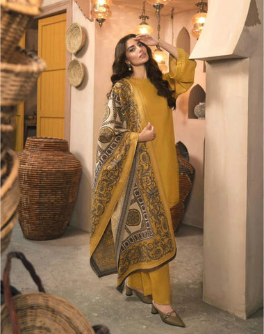 Maria B Solid with Printed shawl