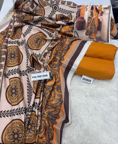 Maria B Solid with Printed shawl