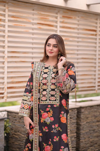 Aneelas Shamoz Silk 3PC (Black)