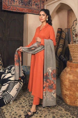 Maria B Solid with Printed shawl