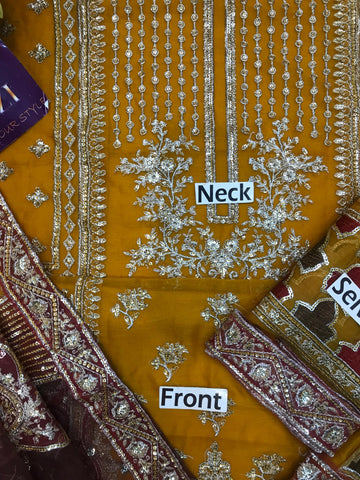 Adan Libas chiffon 3pc (Yellow)