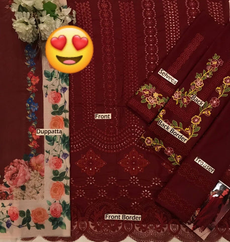 Saira Shakira Luxury Lawn-Maroon Replica