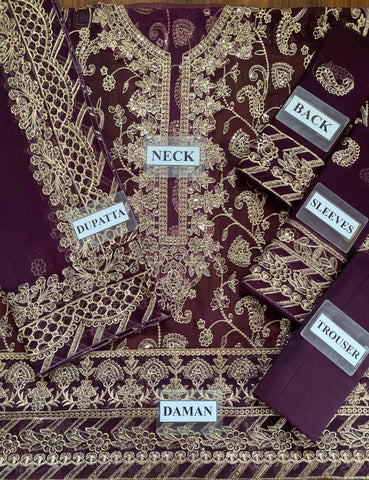 Asim jofa chiffon 3pc (purple)