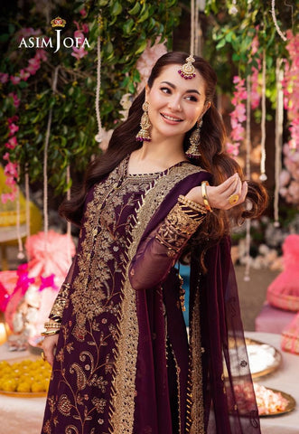 Asim jofa chiffon 3pc (purple)