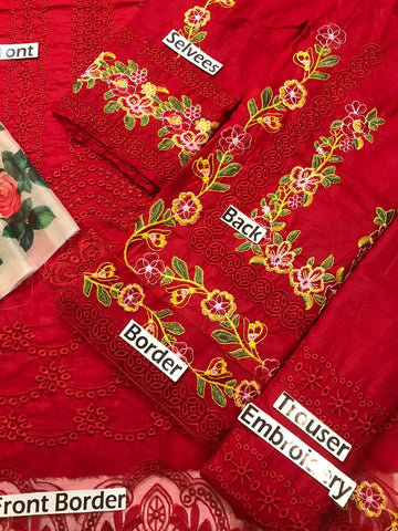 Saira Shakira Luxury Lawn-Red Replica