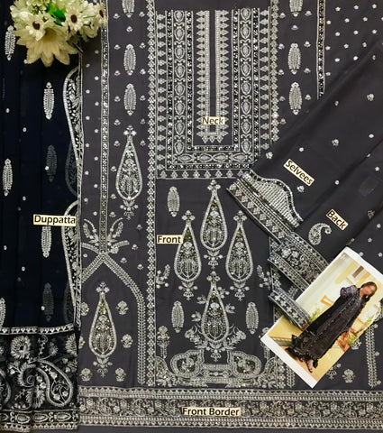 Asim jofa chiffon 3pc (Navy)