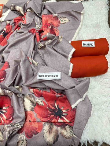 Maria B Solid with Printed shawl