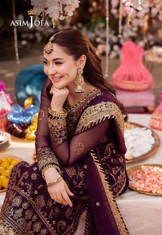 Asim jofa chiffon 3pc (purple)