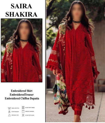 Saira Shakira Luxury Lawn-Red Replica
