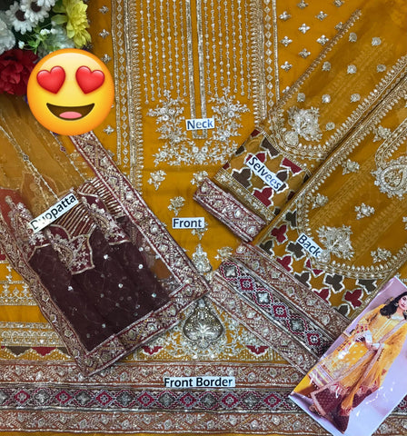 Adan Libas chiffon 3pc (Yellow)