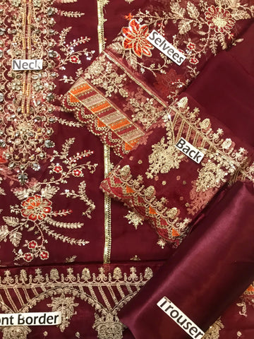 Asim jofa chiffon 3pc (Maroon)