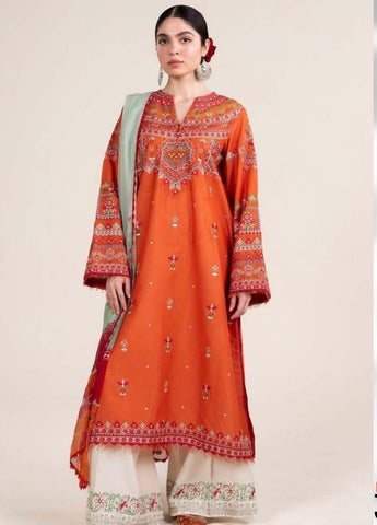 Aisling lawn 3Pc (Orange)