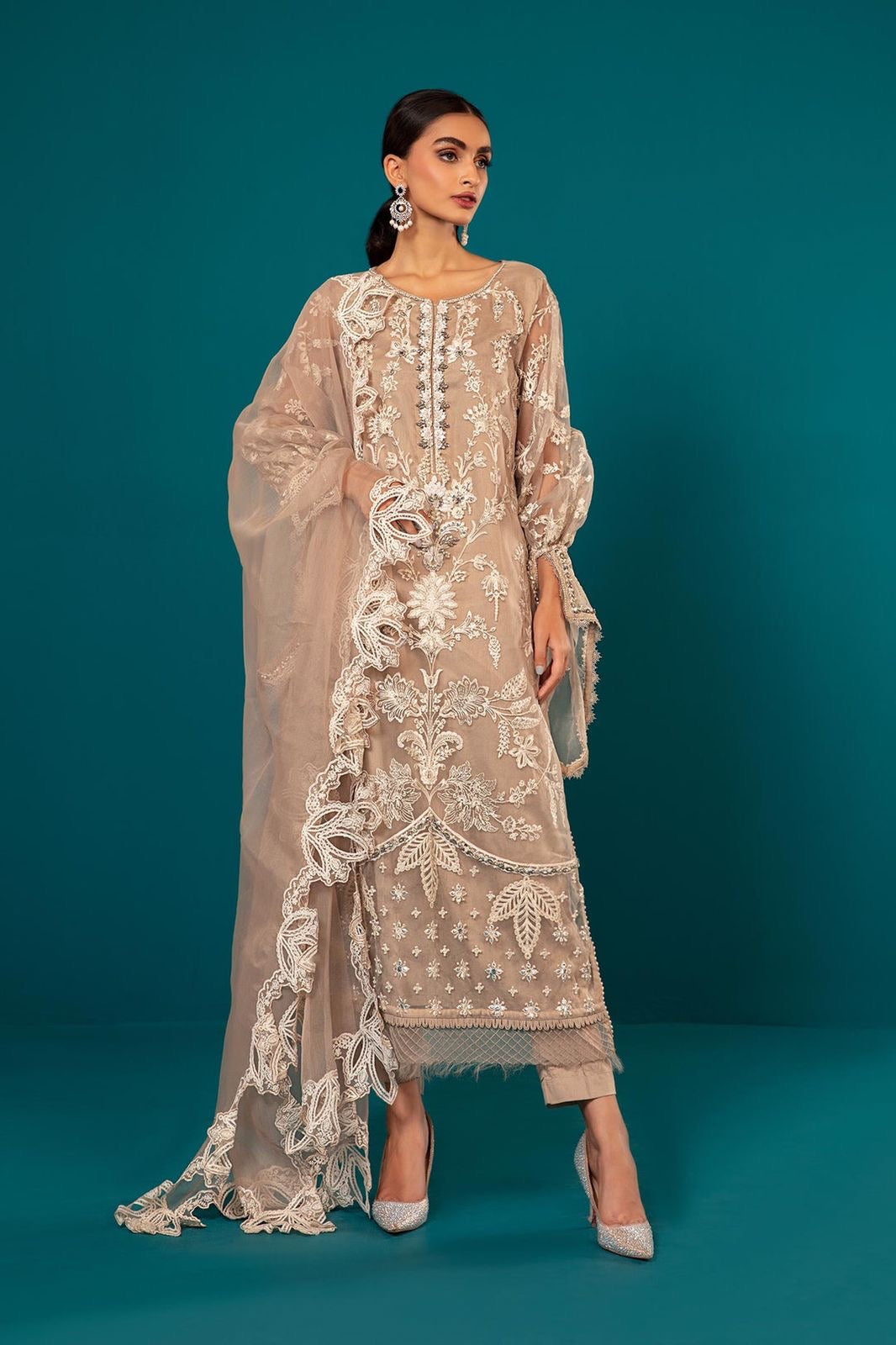 Maria B Organza 3PC (Beige)
