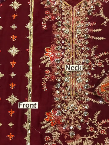 Asim jofa chiffon 3pc (Maroon)