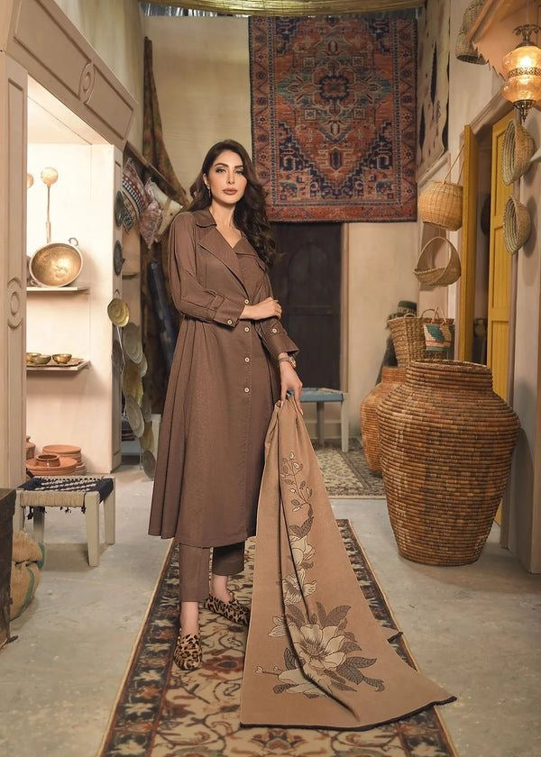Maria B Solid with Printed shawl