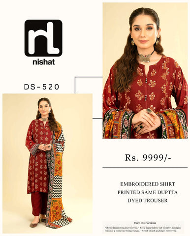 NISHAT EMB LAWN 3Pcs