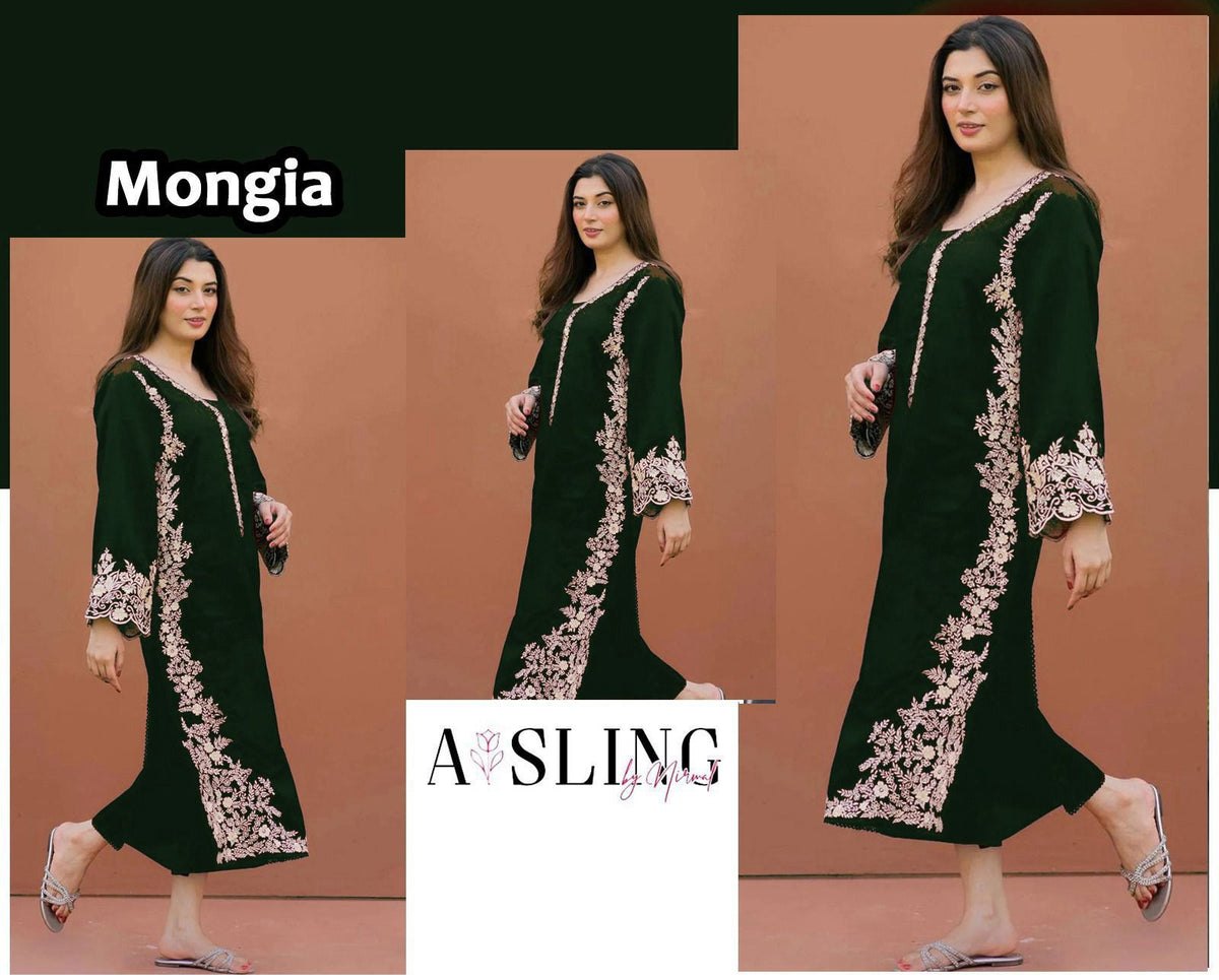 Aisling Lawn 2Pcs -Mongia Green