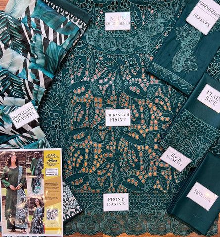 Lawn Dress With Silk Dupatta- Green