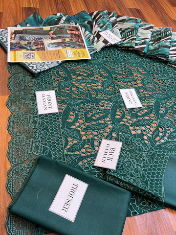 Lawn Dress With Silk Dupatta- Green