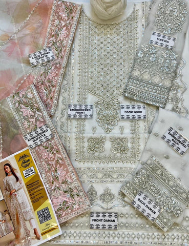 Heer Chiffon Organza 3PC (White)