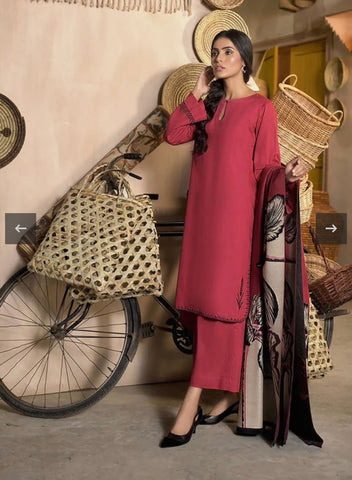 Maria B Solid with Printed shawl