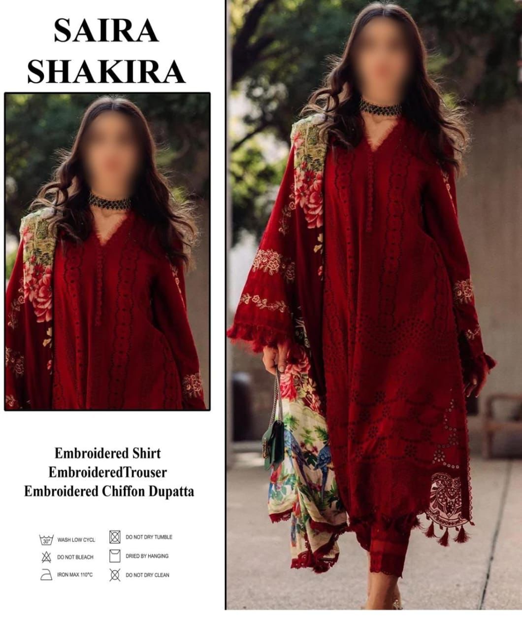 Saira Shakira Luxury Lawn-Maroon Replica