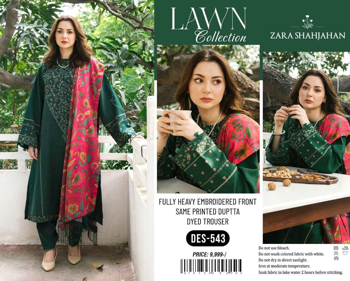 Zara Shahjhan Emb Lawn 3Pc