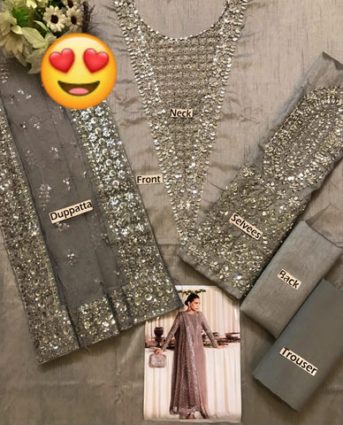 Hussain Rehan Net 3PC (Grey)