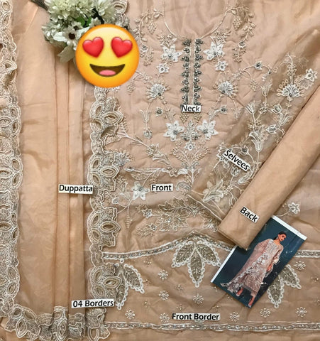Maria B Organza 3PC (Beige)