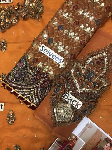 Baroque khadi Net 3PC ((Orange)