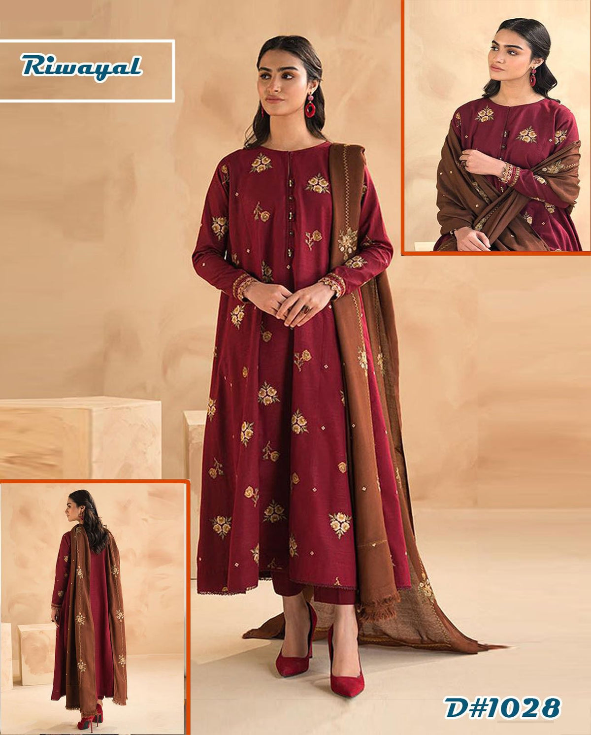 Asiling Emb 3Pc (Maroon)