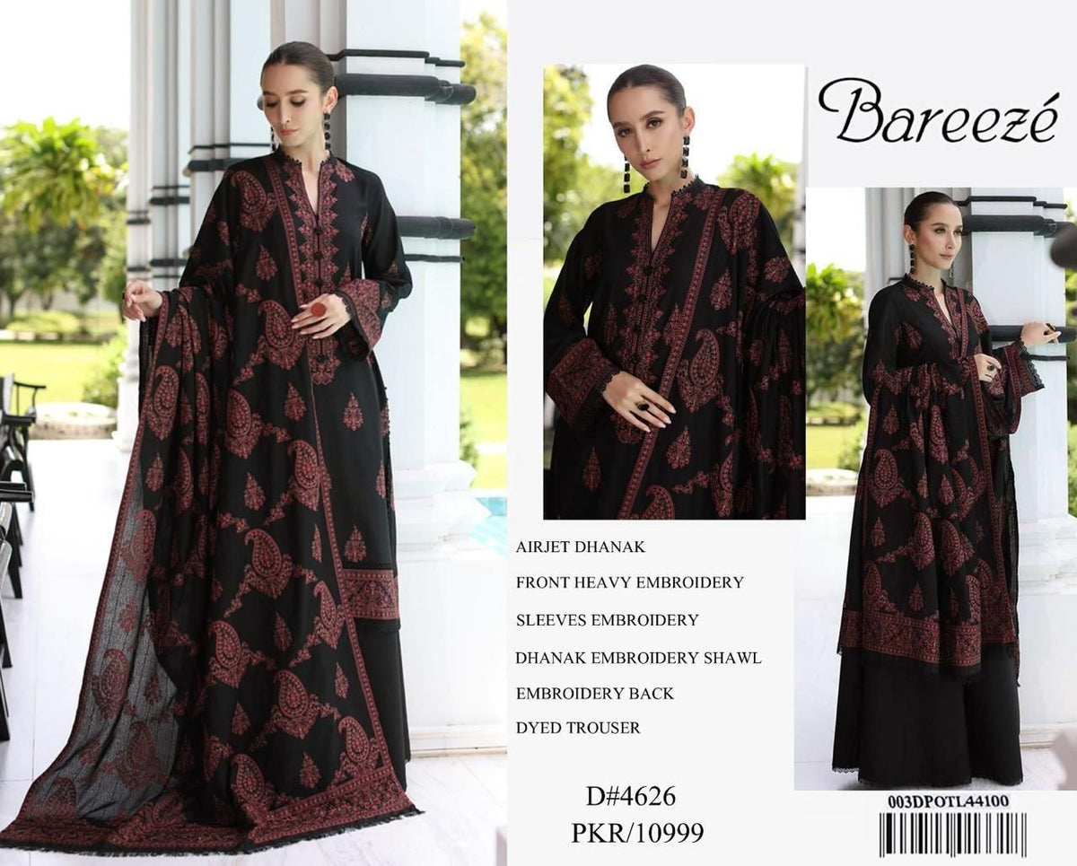 Bareeze Emb 3pc (Black)